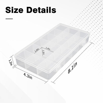 OALCQ 24 Grids Plastic Organizer Box With Dividers Clear Craft Storage Bead Organizer Box Earring Travel Pill Jewelry Organizers Storage Boxes Screw Seed Small Parts Hair Tie
