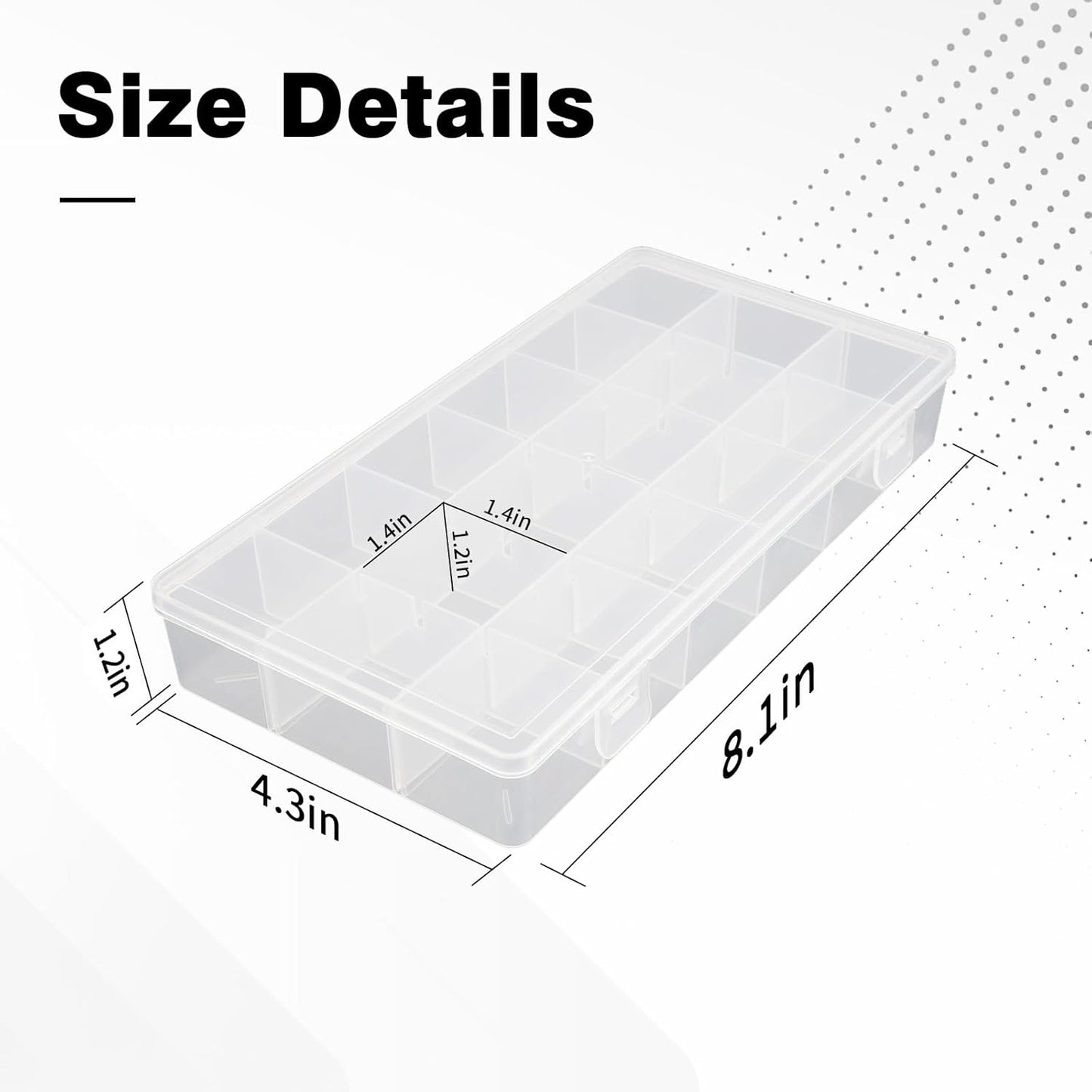 OALCQ 24 Grids Plastic Organizer Box With Dividers Clear Craft Storage Bead Organizer Box Earring Travel Pill Jewelry Organizers Storage Boxes Screw Seed Small Parts Hair Tie