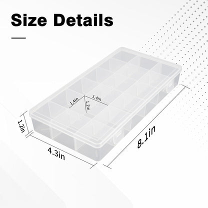 OALCQ 24 Grids Plastic Organizer Box With Dividers Clear Craft Storage Bead Organizer Box Earring Travel Pill Jewelry Organizers Storage Boxes Screw Seed Small Parts Hair Tie