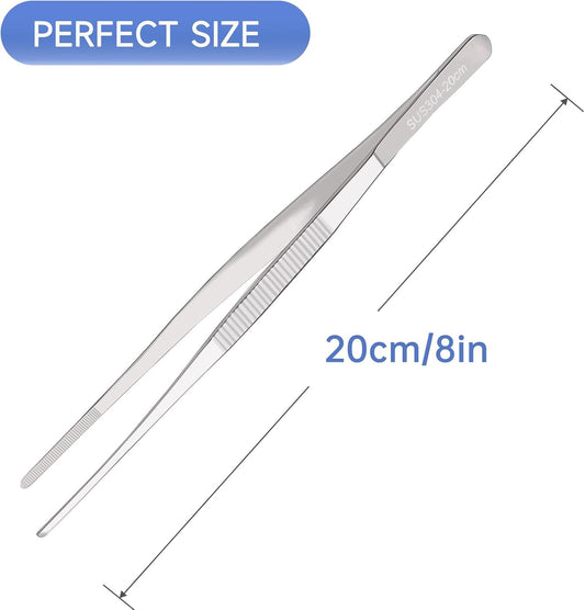 Kitchen Tweezer Tongs 304 Stainless Steel Cooking Tweezers Food Tongs, Culinary Chef Tweezers Pasta Tongs, 12 Inch