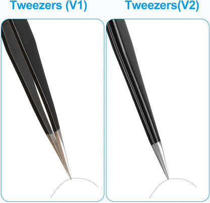 YHYZ Precision Tweezers Set, Premium Stainless Steel Anti-Static ESD Tweezes, Suitable for Tweezers, for Craft, Electronic, Soldering, Model, Hobby, Jewelry Making Laboratory