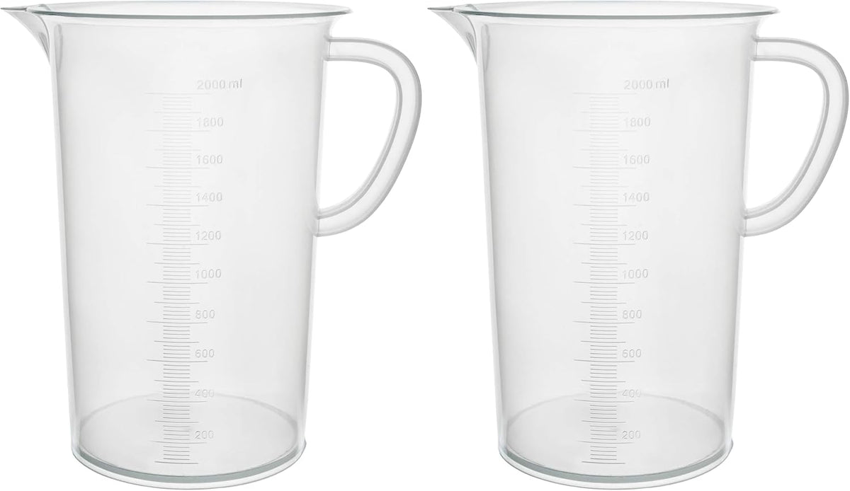 EISCO Plastic Pitcher, 2000mL (2L) - Molded Graduations - Chemical Resistant & Autoclavable Polypropylene - Measuring Jug