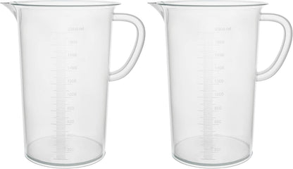 EISCO Plastic Pitcher, 2000mL (2L) - Molded Graduations - Chemical Resistant & Autoclavable Polypropylene - Measuring Jug