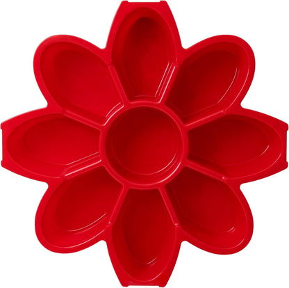 KOLORAE Flower Snack Serving Tray - 9 Compartment Party Platter with Dressing Cup for Chips and Dip, Fruits and Veggies - Game Day & Summer Entertaining Tray