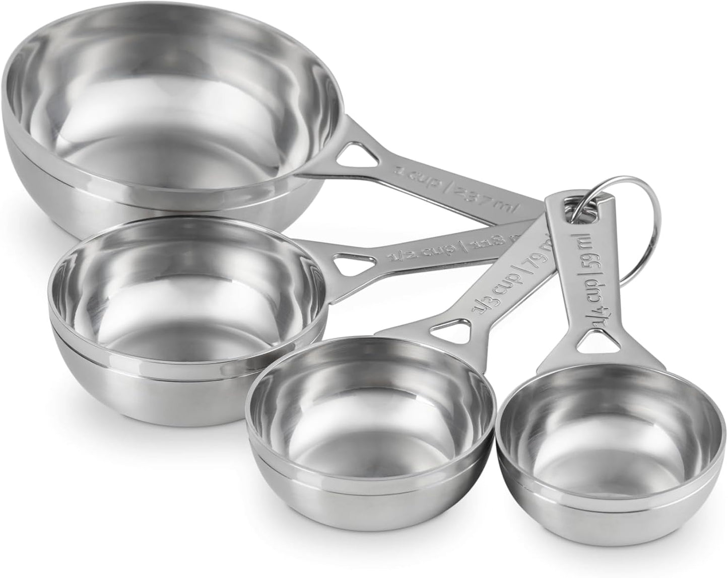 Le Creuset Stainless Steel Measuring Cups, Set of 4 | Set includes: 1/4, 1/3, 1/2, and 1 cups