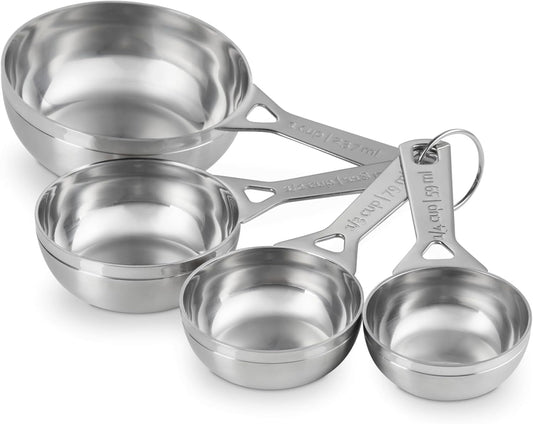 Le Creuset Stainless Steel Measuring Cups, Set of 4 | Set includes: 1/4, 1/3, 1/2, and 1 cups