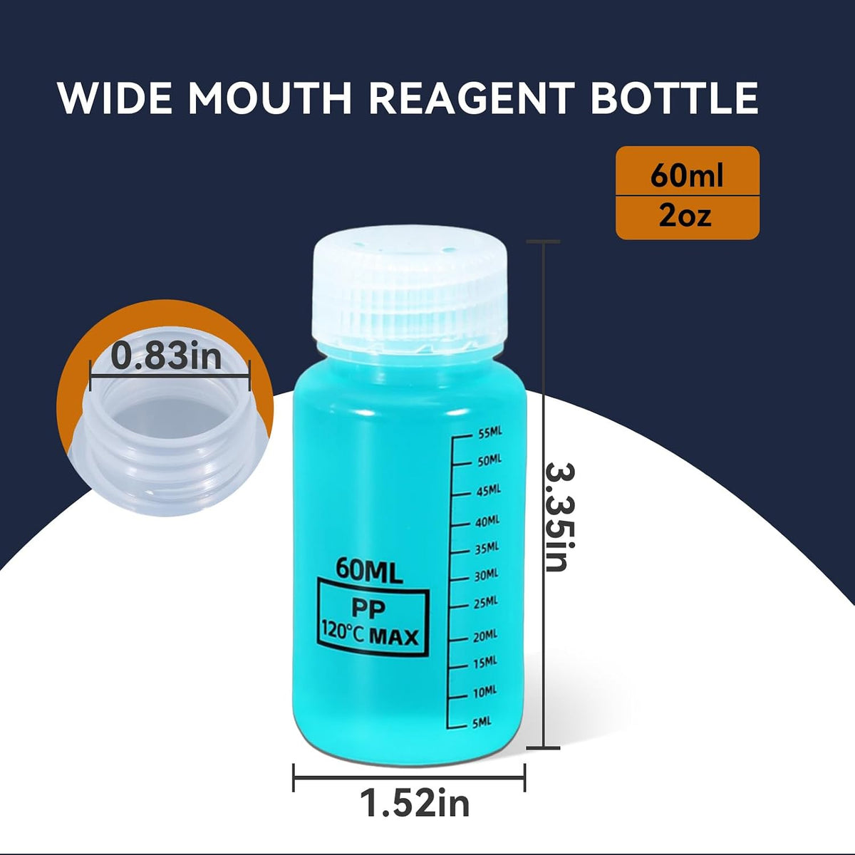 34oz/1000ml Wide Mouth Plastic Bottles with Airtight Lids, Graduated Food Grade Leak Proof PP Containers Jars for Water Sample Lab Reagent Liquid Medicine Storage (Transparent, 3 Pcs)