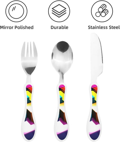 3-Piece Kids Silverware Set With Storage Case, Stainless Steel Reusable Children Safe Knife Spoon Fork Set Yellow Sunflowers Children Flatware Set For Kids Lunch Box