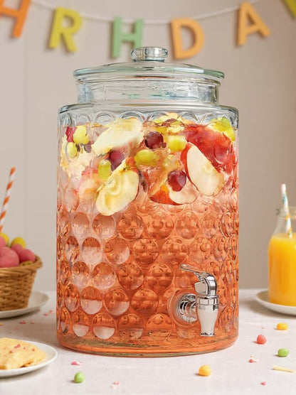 3 Gallon Classic Ice Cold Clear Glass Mason Jug Drink Beverage Dispenser Durable On Galvanized Stand With Leak Free Spigot-Easy Filling For Outdoor, Parties & Daily Use Lid