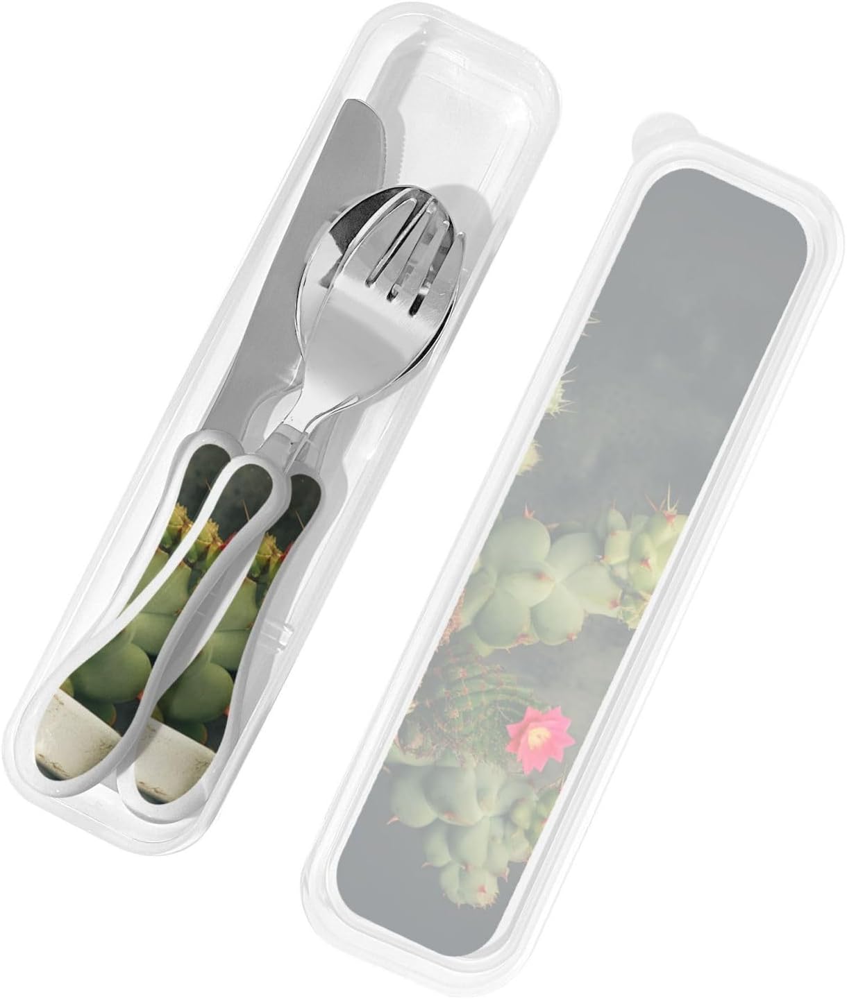3-Piece Kids Silverware Set With Storage Case, Stainless Steel Reusable Children Safe Knife Spoon Fork Set Blue Active Girl Running Sunset Children Flatware Set For Kids Lunch Box - Colors C