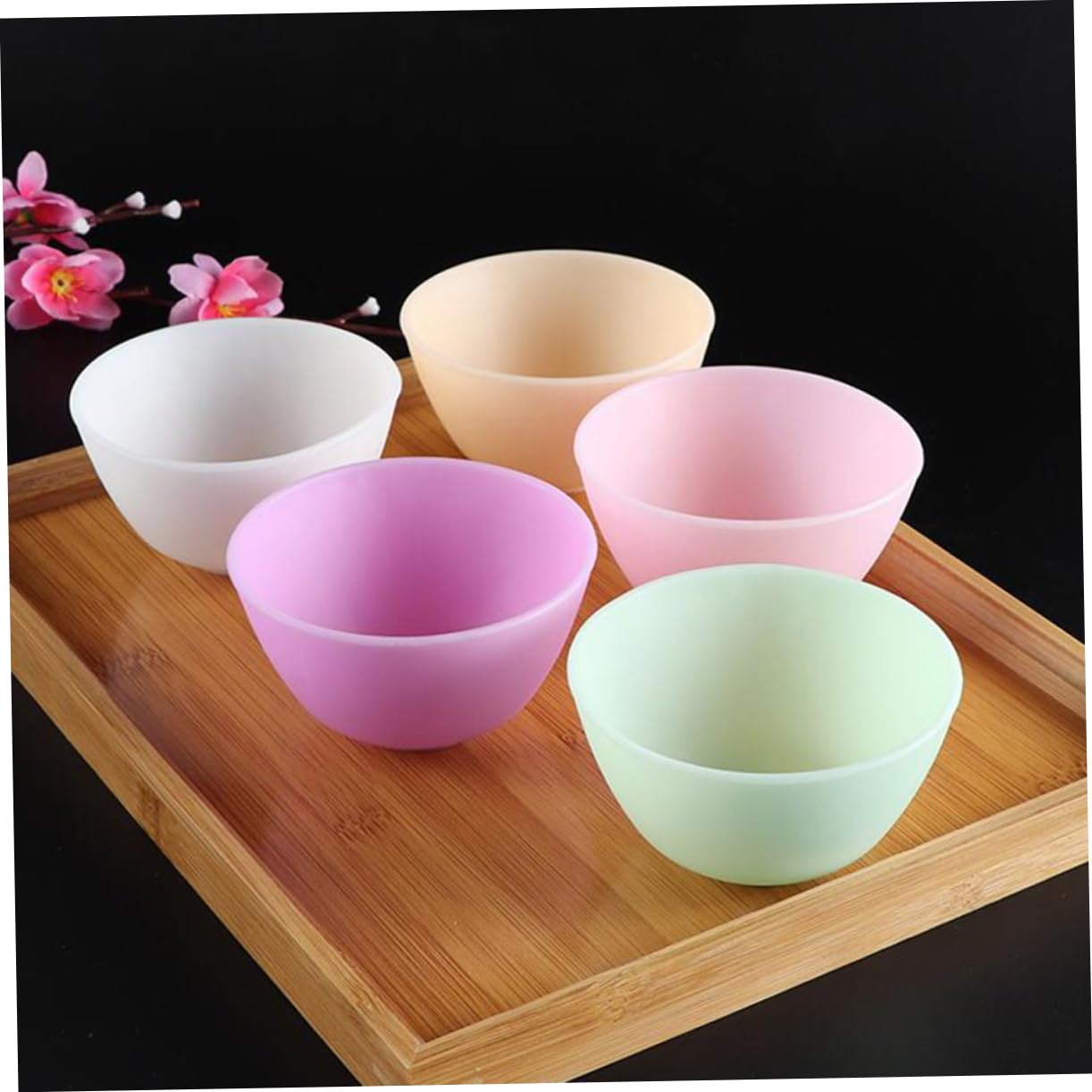 5 Pcs Odorless Anti-Drop Silicone Mixing Bowl Set 10.5x7cm Home Use Prep Measuring Bowls for DIY Facial Masks and Cooking