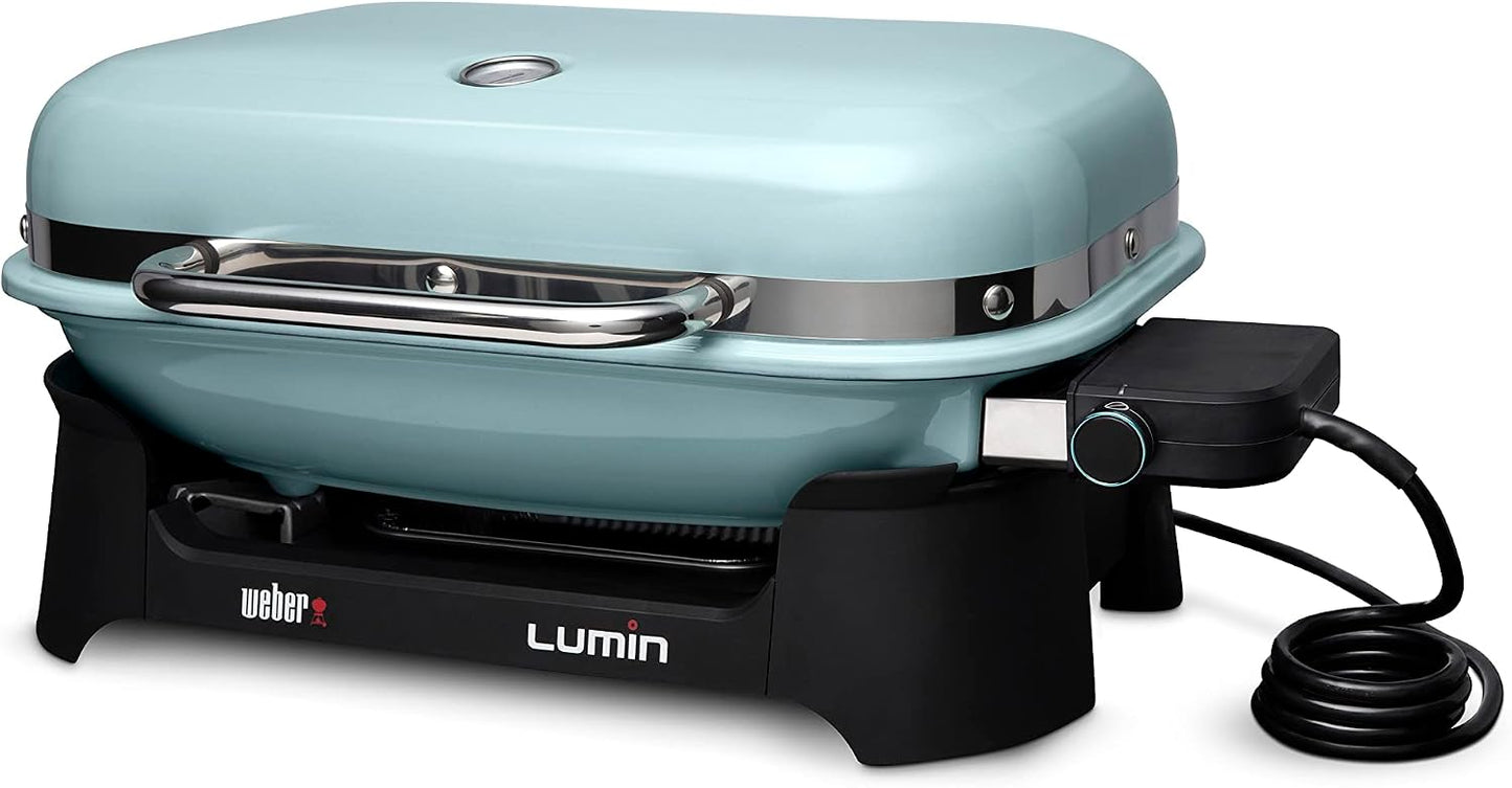 Weber Lumin Compact Outdoor Electric Barbecue Grill, Light Green - Great Small Spaces such as Patios, Balconies, and Decks, Portable and Convenient