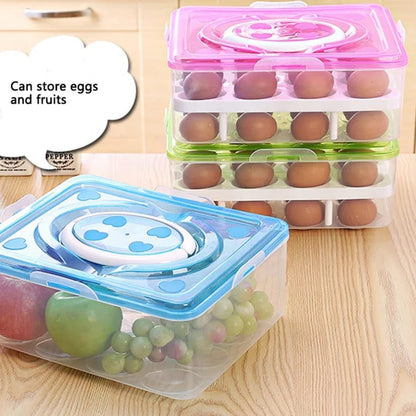 2 Tiers Eggs Container Deviled Eggs Carrier Eggs Holder with Handle for Fridge Freezer Storage