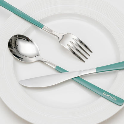 Travel Utensils Set, 4pcs Stainless Steel Reusable Cutlery, Portable Silverware Lunch Box for Camping and Office, Include Fork Spoon Knife with Case