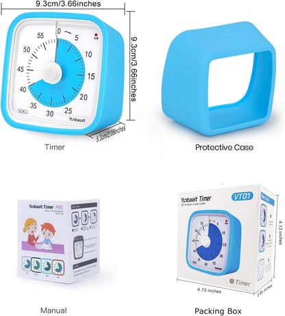 Yunbaoit Rainbow Visual Timer for Kids, 60-min Countdown Timer, Blue