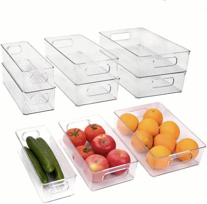 9 Pack Refrigerator Organizer Bins,3 Sizes Clear Pantry Storage with Handles for Fridge, Freezer, Shelves, Drawer, Bins, Snack Organizer for Home & Kitchen