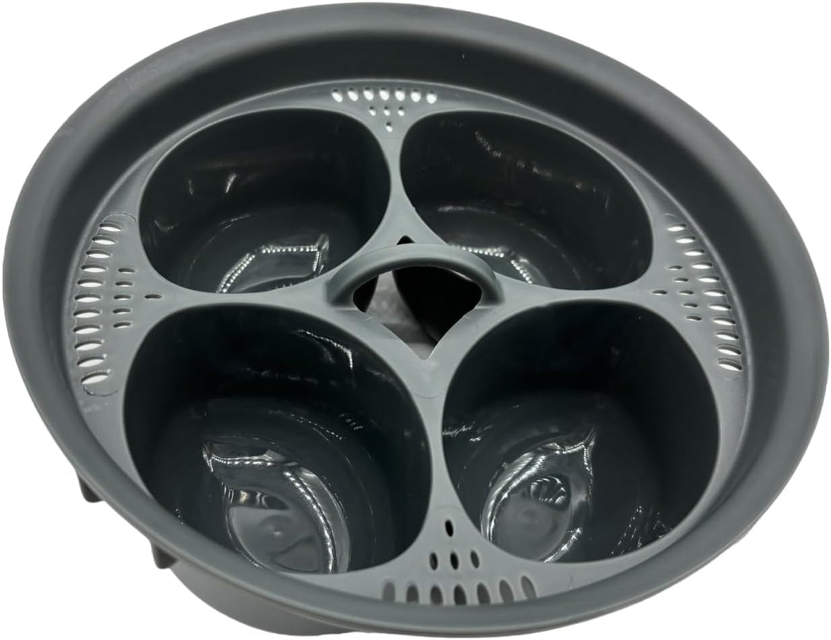 4 Eggs Egg Poacher Insert, Ceramic, Round, Blue