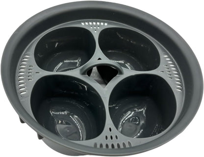 4 Eggs Egg Poacher Insert, Ceramic, Round, Blue