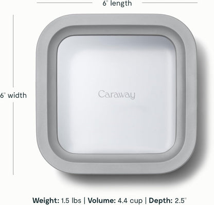 Caraway Glass Food Storage - 4.4 Cup Glass Container - Ceramic Coated - Easy to Store, Non Toxic, Non Stick Lunch Box Container with Lids - Dishwasher, Oven, & Microwave Safe - Mist