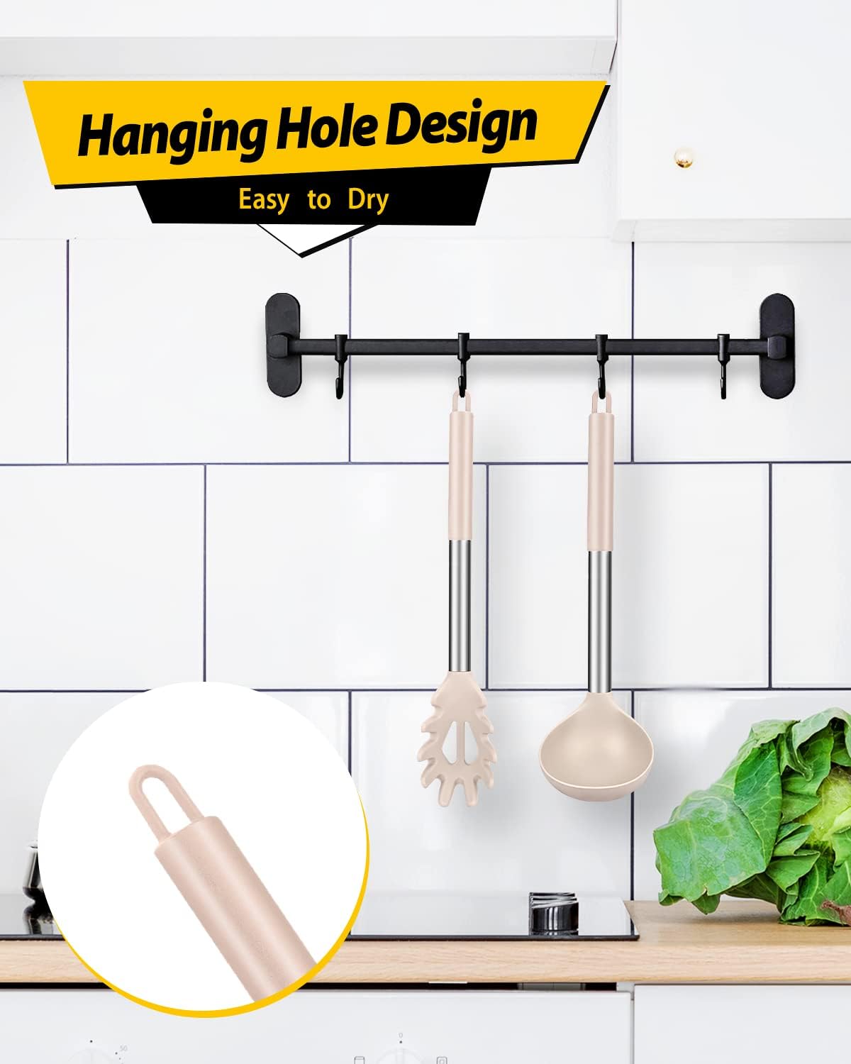 BUNDLEPRO Silicone Soup Ladle and Pasta Spoon Set, 2 Pack, Gray