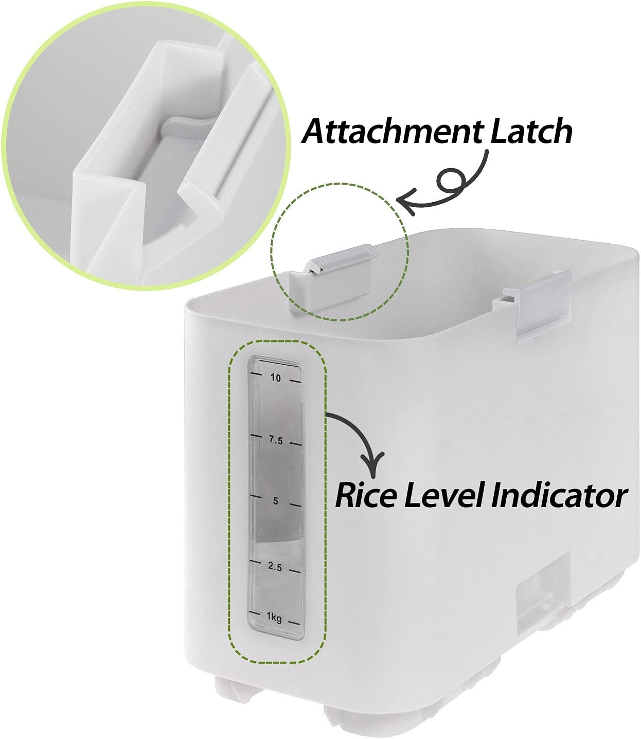 Letusto Rice Dispenser - Rice Storage Dry Food Container Max 26 Pounds Capacity - Great Kitchen Organizer with Measurable Rice Cylinder - Bucket Extension ONLY