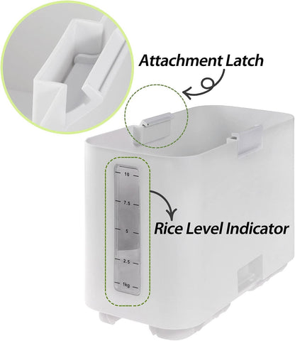Letusto Rice Dispenser - Rice Storage Dry Food Container Max 26 Pounds Capacity - Great Kitchen Organizer with Measurable Rice Cylinder - Bucket Extension ONLY