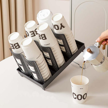 Paper Cup and Lid Holder,Disposable Plastic Coffee Cup Dispenser,3-Slot Upright Paper Cup Dispenser for Coffee Stations,Kitchens,Bars,Restaurants,Lounges,Single Row,White