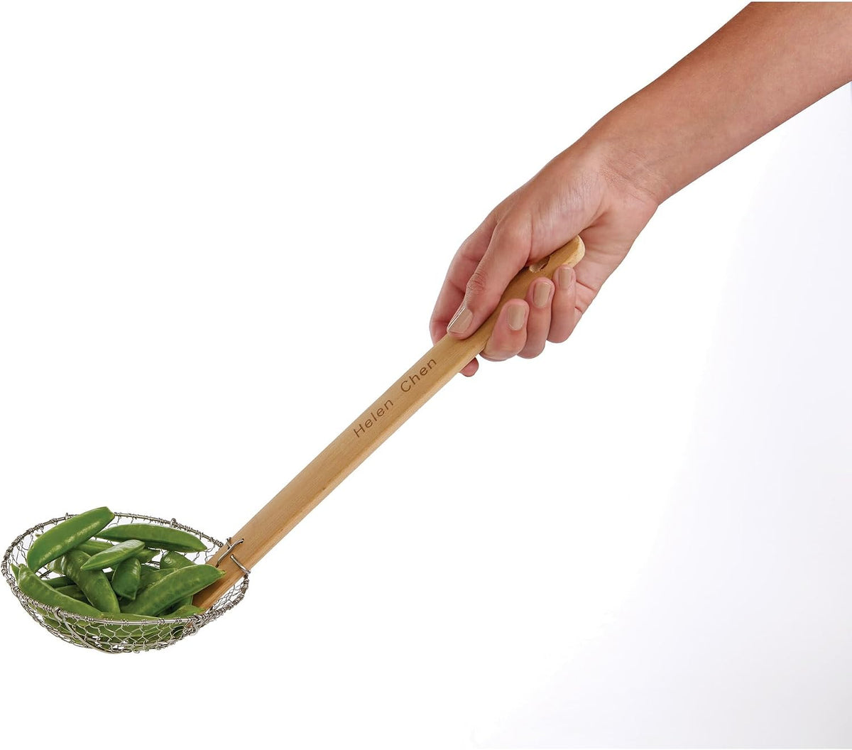 Helen's Asian Kitchen Deep Spider Strainer, 6-Inch Stainless Steel Mesh Basket With Bamboo Handle, For Noodles, Dumplings, Wontons, Deep Frying, And Draining Tasks