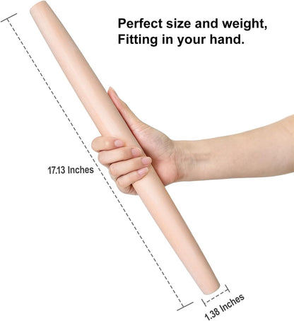 Syn-zer 17 Inch French Rolling Pin, Solid Beech Wood