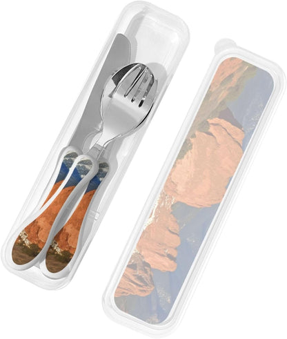 3-Piece Kids Silverware Set With Storage Case, Stainless Steel Reusable Children Safe Knife Spoon Fork Set Ocean Sea Animal Shark Children Flatware Set For Kids Lunch Box