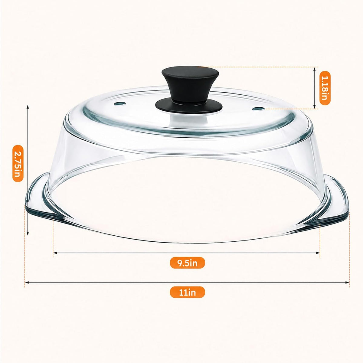 Glass Microwave Cover for Food with Silicone Mat