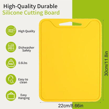 Silicone Cutting Board for Kitchen, 11.8''x 8.6'' Flexible Cutting Boards, BPA Free Non Slip Cutting Mat for Meat, Vegetables and Fruit with Easy Grip Handle, Dishwasher Safe (Deep purple)
