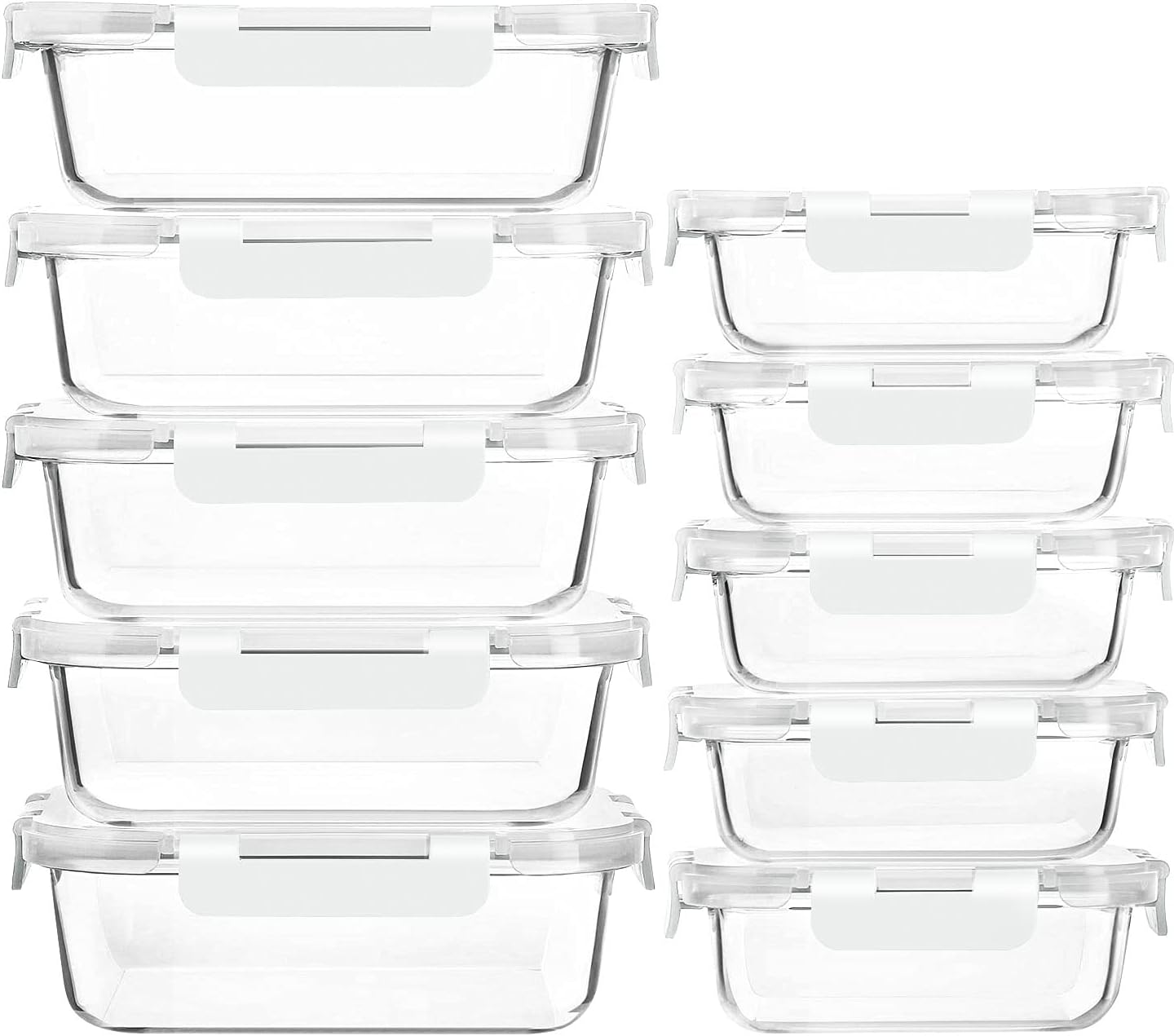 [10-Pack] Glass Meal Prep Containers with Lids, MCIRCO Food Storage Containers with Snap Locking Lids, Airtight Lunch Containers, Microwave, Oven, Freezer and Dishwasher
