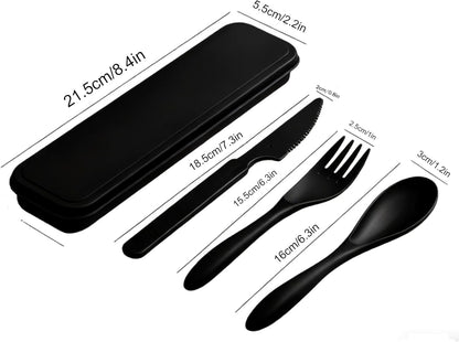 2 Pack Travel Utensils Set with Case, Wheat Straw Reusable Cutlery Set, Portable Spoon Knife Fork Tableware for Lunch Box, Picnic, Camping, Office, BPA Free for Adults Kids