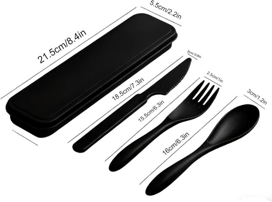 2 Pack Travel Utensils Set with Case, Wheat Straw Reusable Cutlery Set, Portable Spoon Knife Fork Tableware for Lunch Box, Picnic, Camping, Office, BPA Free for Adults Kids