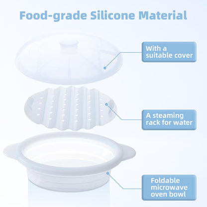 Silicone Microwave Steamer Collapsible Cooker for Vegetables Fish Prep Meal
