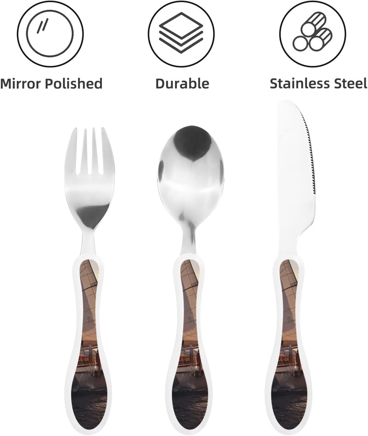 3-Piece Kids Silverware Set With Storage Case, Stainless Steel Reusable Children Safe Knife Spoon Fork Set Elephant Pattern Children Flatware Set For Kids Lunch Box