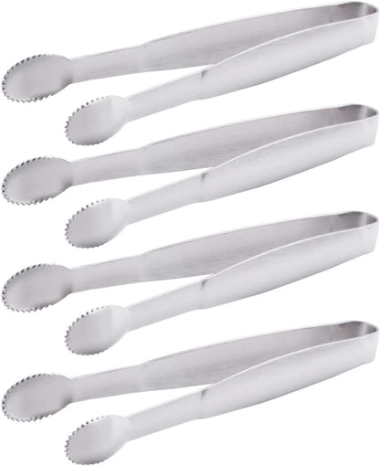 HINMAY Sugar Tongs 4-Inch Mini Serving Tongs Stainless Steel Appetizer Tongs, Set of 4
