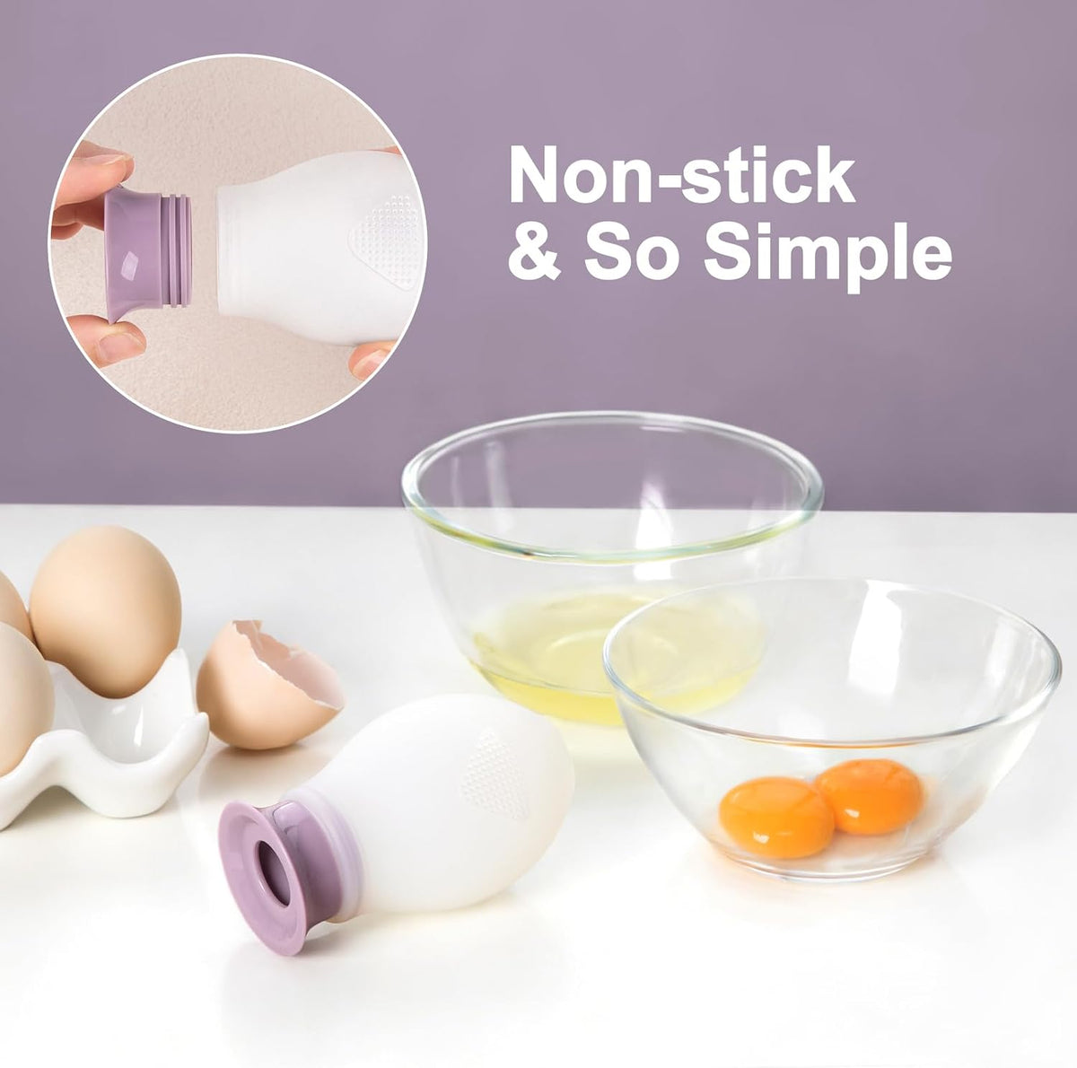 Egg Separator for Raw Eggs, Silicone Egg White Separator, Fun & Easy Gadget