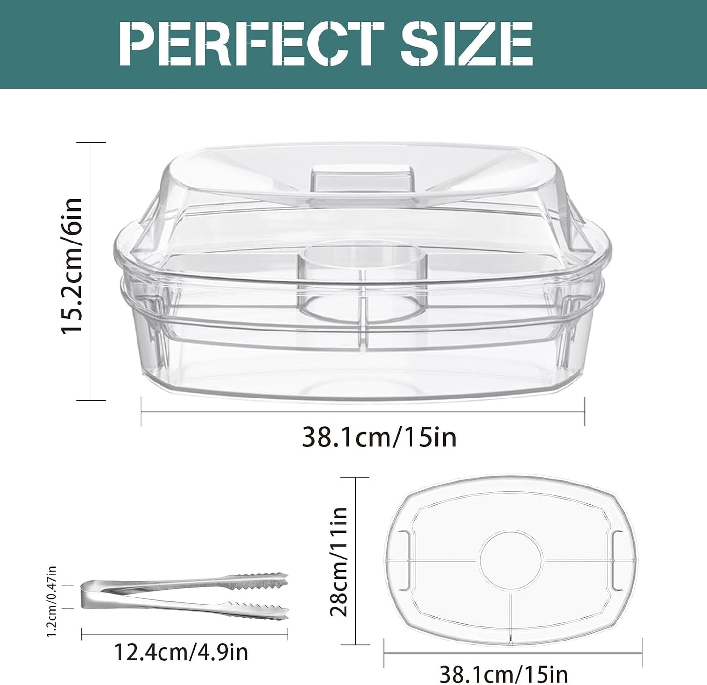Chilled Serving Platters,Chilled Veggie Tray with Lid,Ice Serving Platters and Trays Cold Travel,Fruit Ice Serving Tray,Appetizer Fruit Snack Tray Keeps Food Cool