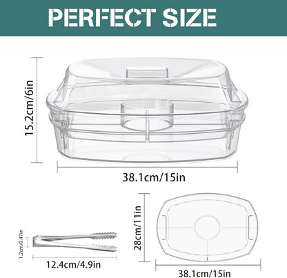 Chilled Serving Platters,Chilled Veggie Tray with Lid,Ice Serving Platters and Trays Cold Travel,Fruit Ice Serving Tray,Appetizer Fruit Snack Tray Keeps Food Cool