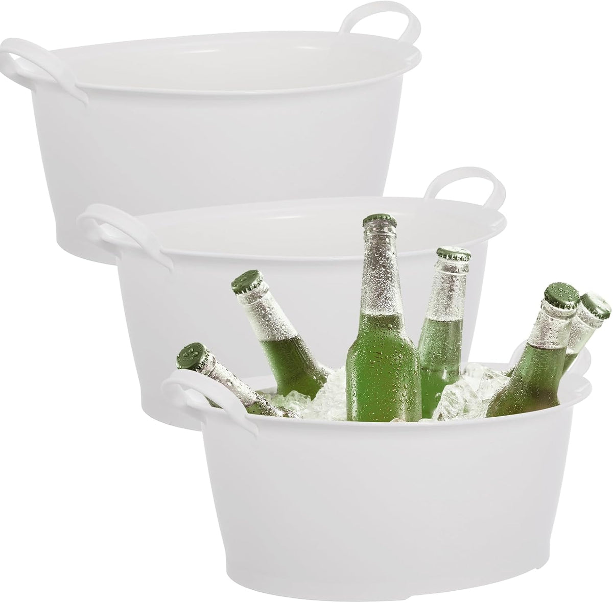 3 Pcs Ice Buckets for Parties Oval Beverage Tub Large Plastic Drink Portable Wine Ice Bucket Beverage Tub Party Tub for Ice Beer Drink Cooler Bucket for Bar Champagne Beer Sparkling Wine Cocktails