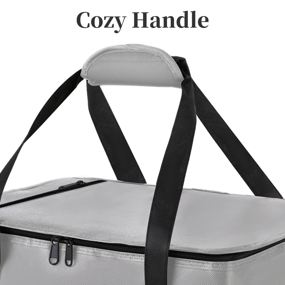 Bodaon Insulated Casserole Carrier Bag, Fits 9x13 and 11x15 Inch Baking Dish with Lid, Casserole Carriers for Hot or Cold Food for Transport, Thermal Lasagna Potluck Warmer Travel Tote, Black