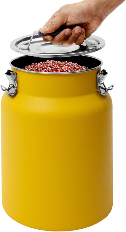 Sealed Rice Storage Container, 12L/3gal Stainless Steel Kitchen Food Storage Bin with Lids Locking Clamp, Airtight Canisters Container for Flour Rice Cereal Grain Coffee Bean (Red)