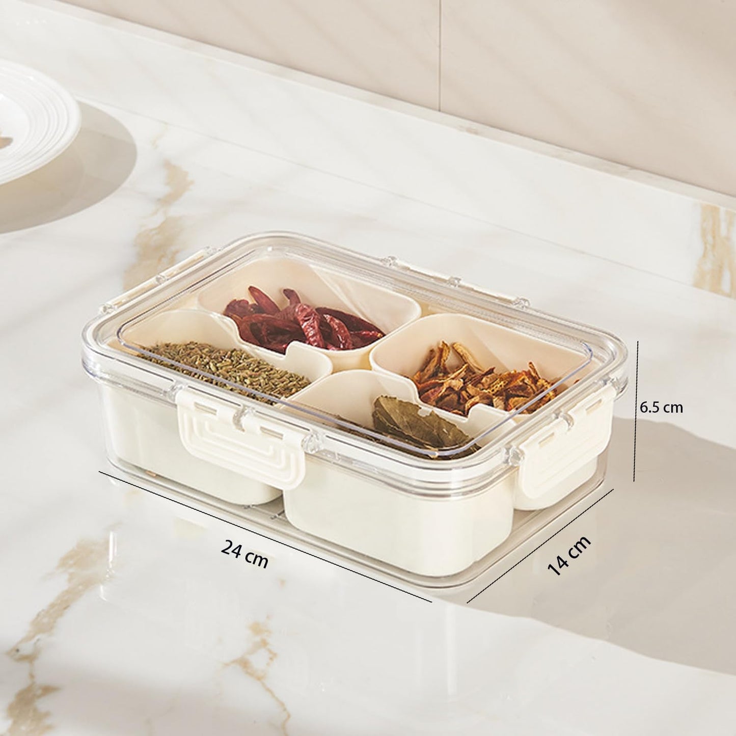 Divided Clear Snack Serving Tray with Lid & Handle, Snackle Box Charcuterie Board Container Storage Organizer for Fruit, Candy, Veggie, Nuts & Snacks, Perfect for Party, Travel, & Picnic