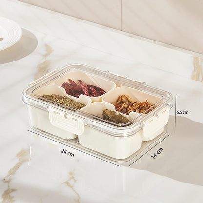 Divided Clear Snack Serving Tray with Lid & Handle, Snackle Box Charcuterie Board Container Storage Organizer for Fruit, Candy, Veggie, Nuts & Snacks, Perfect for Party, Travel, & Picnic