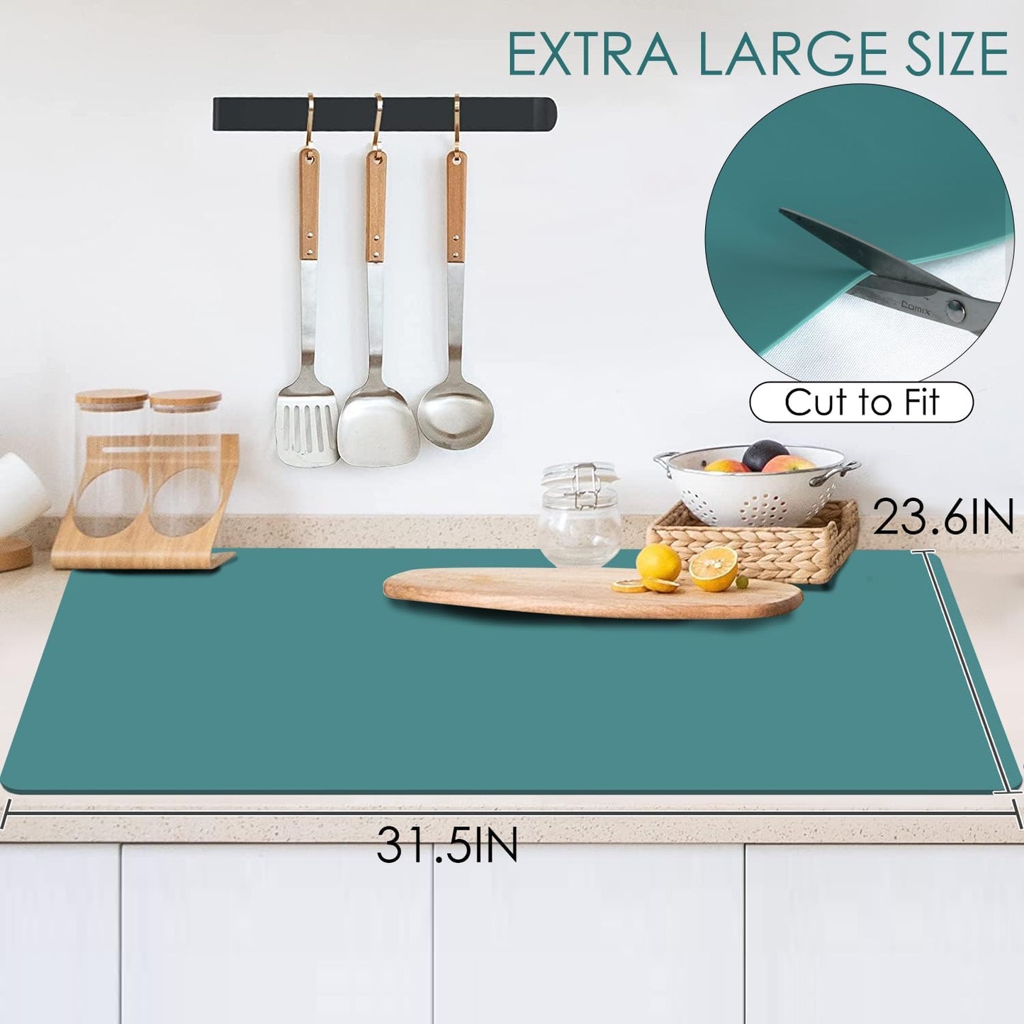 Extra Large Silicone Mat, 31.5x23.6 Inch Heat Resistant Mat for Kitchen Counter, Non Stick Silicone Baking Mat for Dough and Pastry, Thick Silicone placement Countertop Protector, Black countertop mat