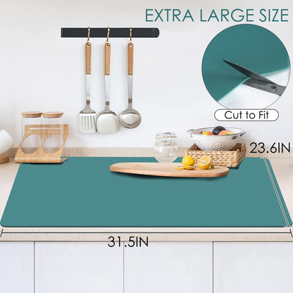 Extra Large Silicone Mat, 31.5x23.6 Inch Heat Resistant Mat for Kitchen Counter, Non Stick Silicone Baking Mat for Dough and Pastry, Thick Silicone placement Countertop Protector, Black countertop mat
