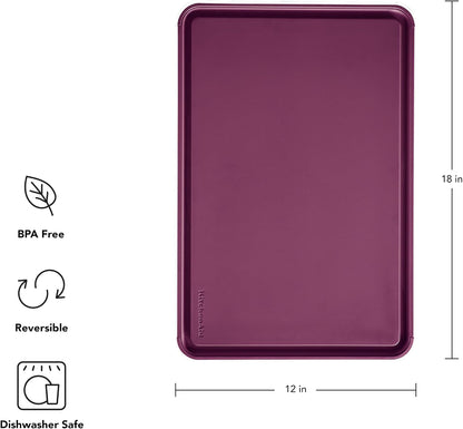 KitchenAid Classic Plastic Cutting Board with Perimeter Trench and Non Slip Edges, Dishwasher Safe, 12 inch x 18 inch, Gray
