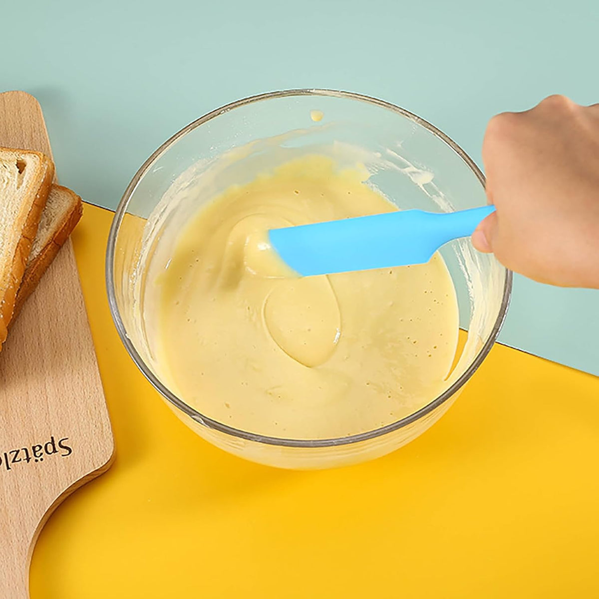 【6 Pack】Silicone Jar Spatula,Cake Cream Butter Spatulas,Icing Spatula,Sourdough Spatula with Long Handle, Jar Scraper Spatula (Black,Red,Orange,Blue,Green,Purple)